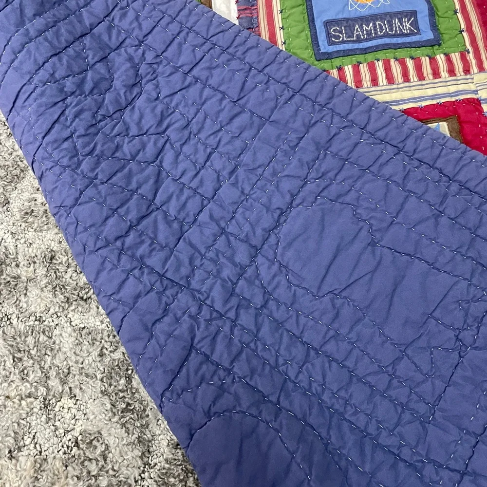 Pottery Barn Kids Sports Patchwork Throw - Red, Blue, Green, White